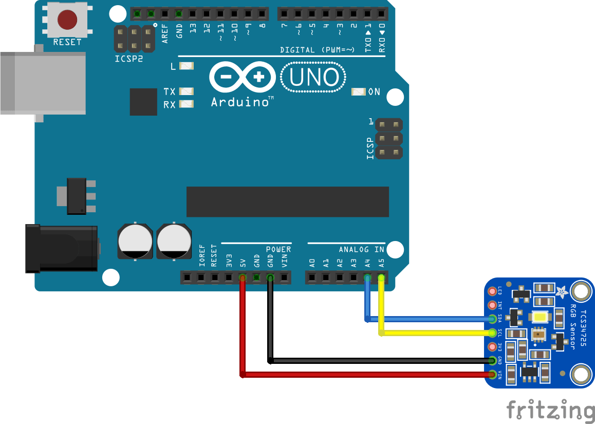 arduino and tcs34725 layout