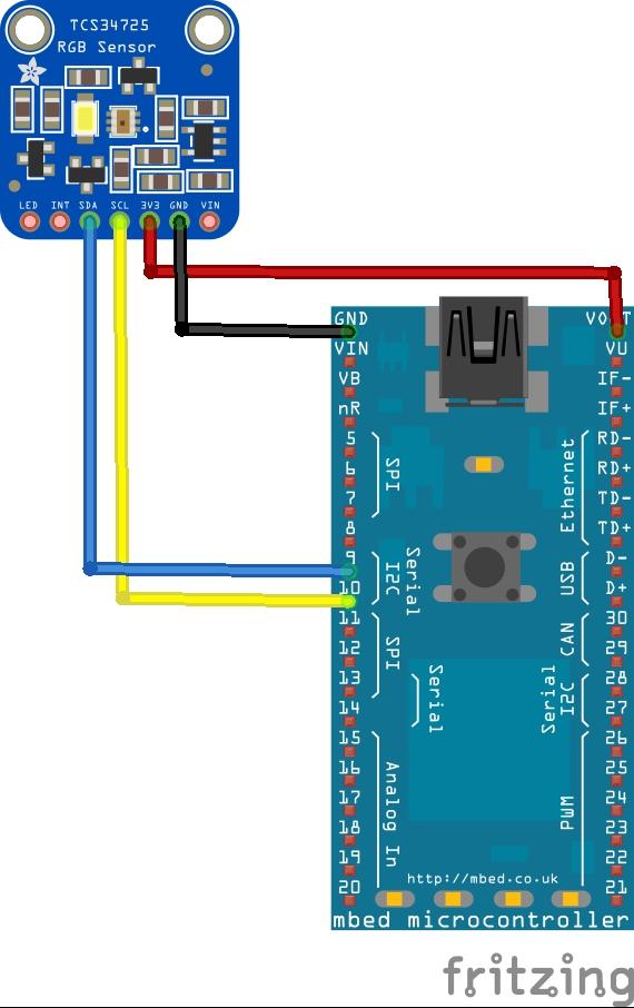 mbed and TCS34725 layout