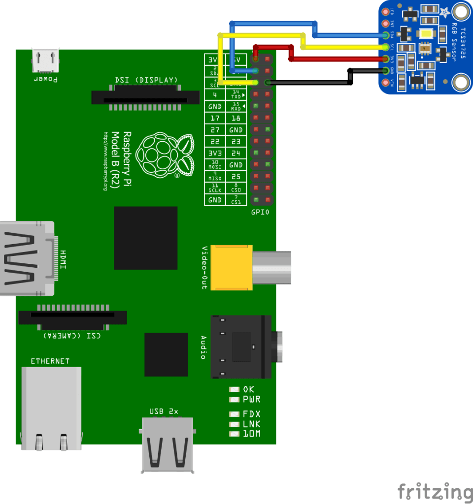 pi and tcs34725 layout