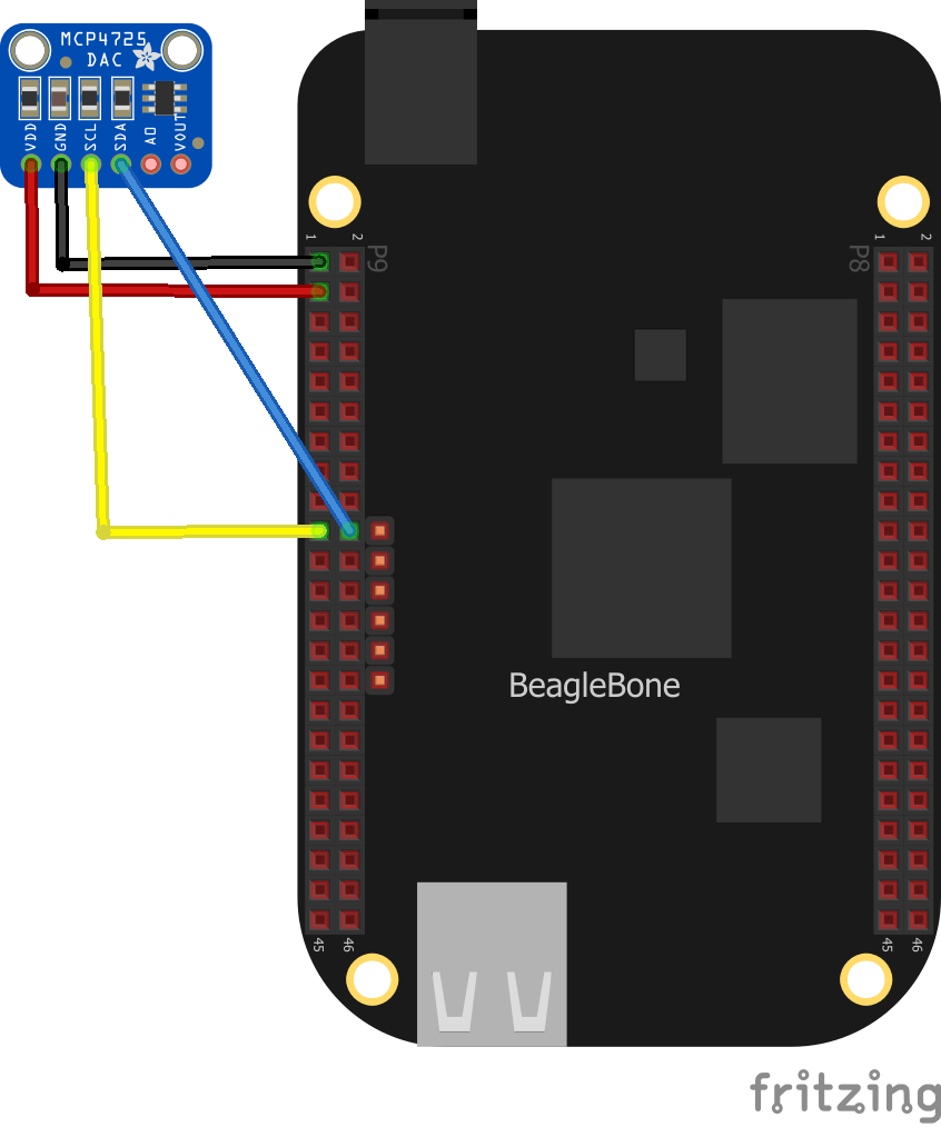 beaglebone and MCP4725 layout