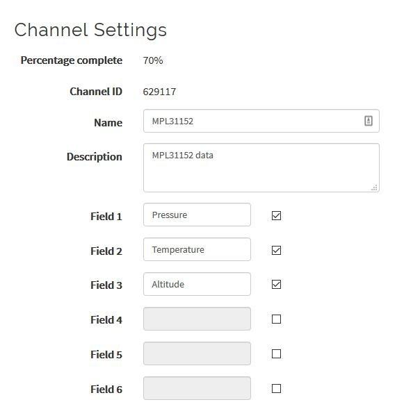 MPL3115A2 Thingspeak setup